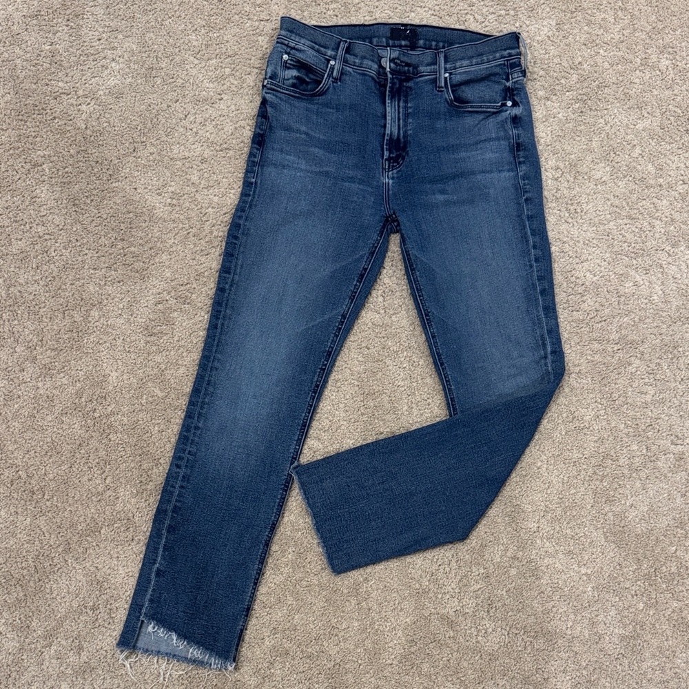MOTHER Jeans- Midrise Dazzler Ankle Step Fray in Mix Tape